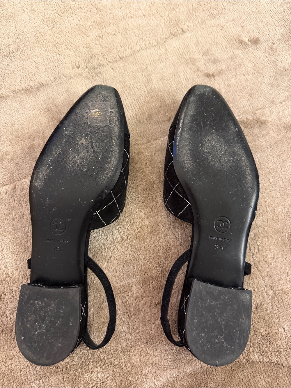 CHANEL Black Quilted Slingback Mules with Pointed Toe - Picture 5 of 6